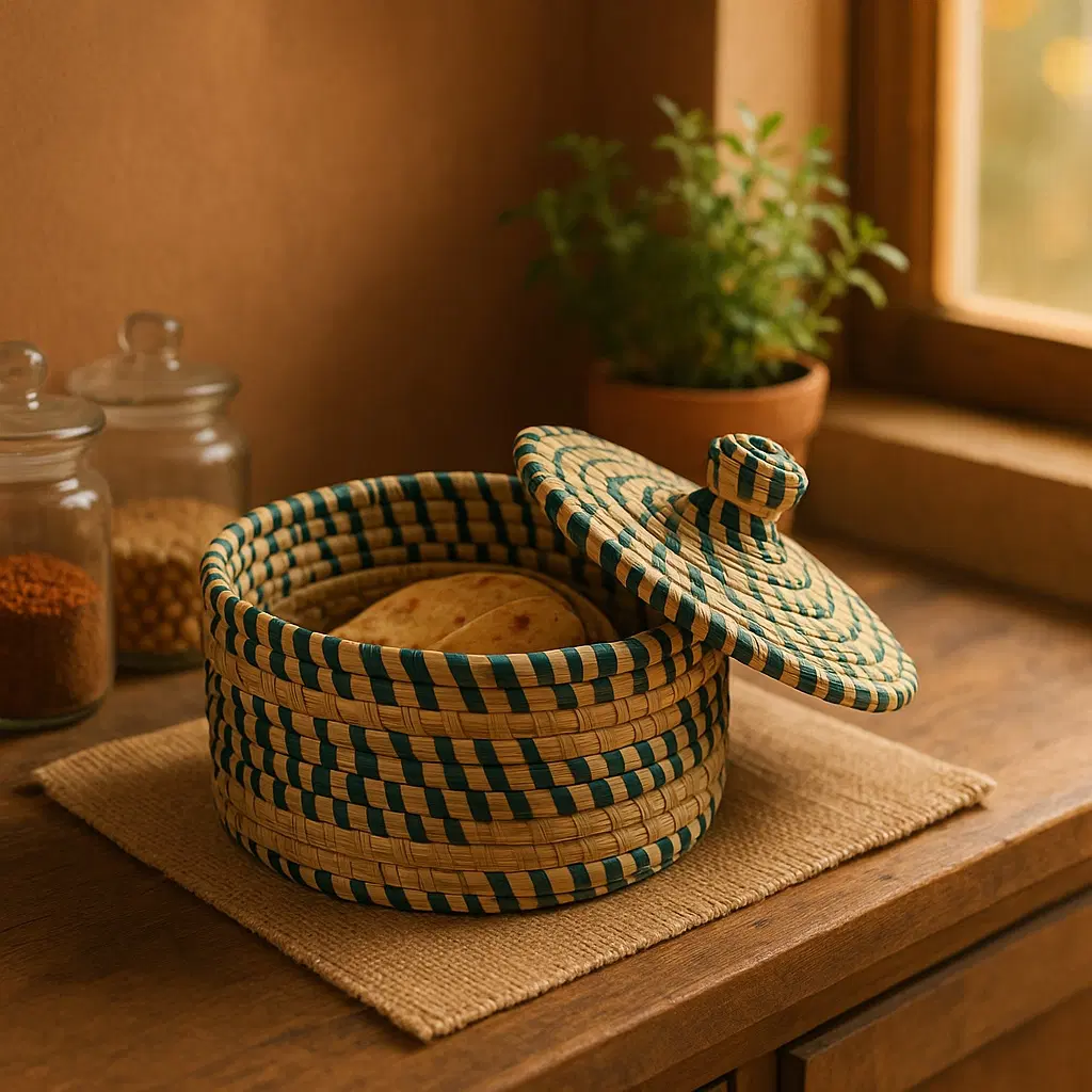 Handcrafted Moonj Roti Green Casserole